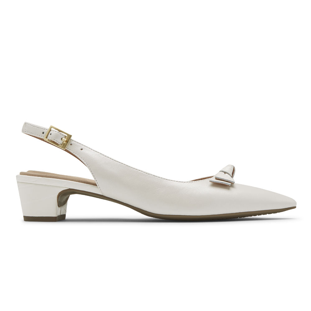 ロック ポート パンプス レディース 白 - Total Motion Gracie Bow Slingback - OQL627139